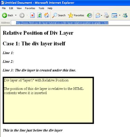 div layer relative position example 1